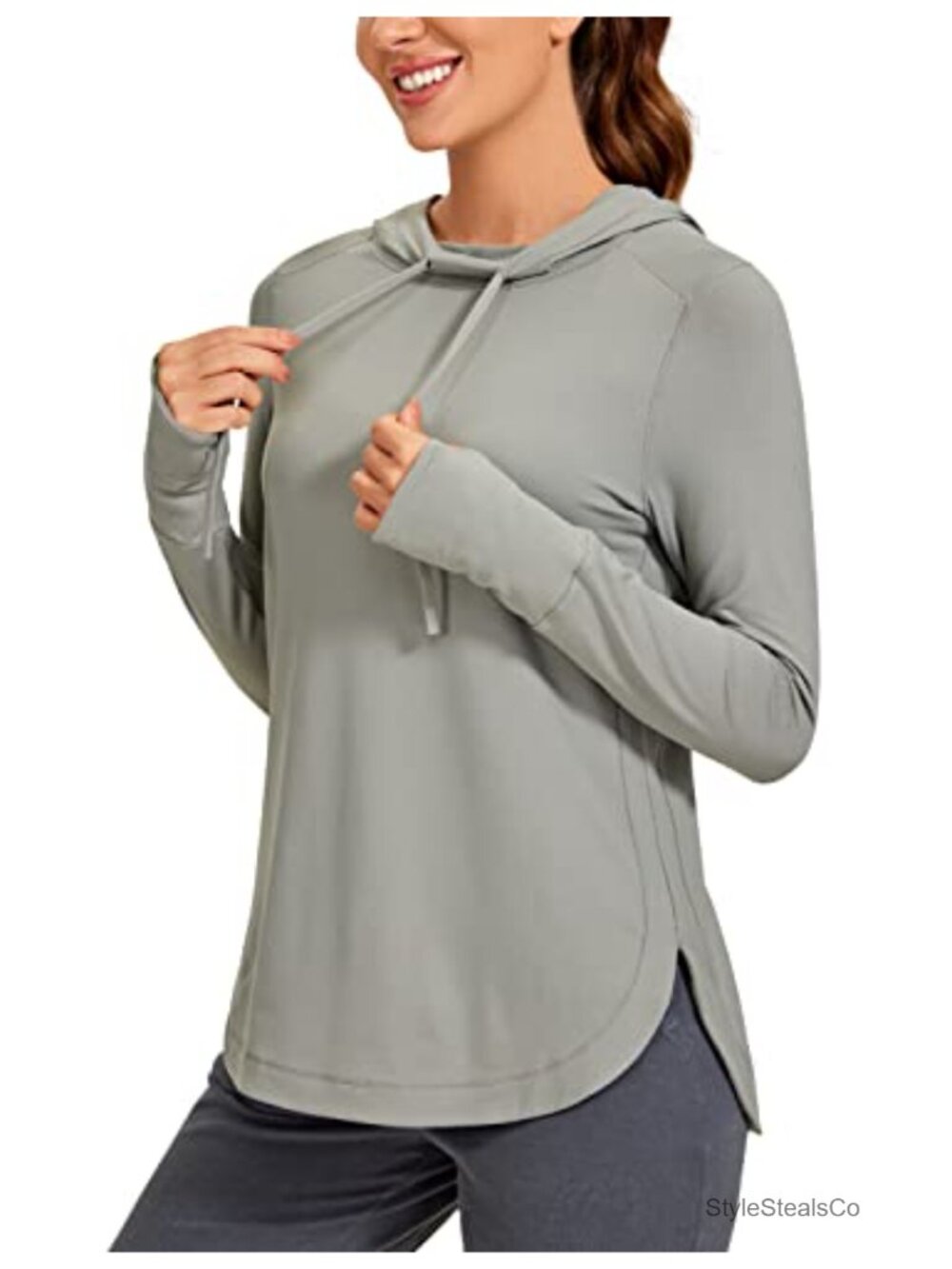 Brushed Nylon Relaxed Fit Hoodie with Thumbholes